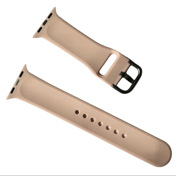 5/$20 NEW SAND Pale Pink Silicone Band Apple Watch 38/40/41mm M/L Metal Buckle - Picture 3 of 9